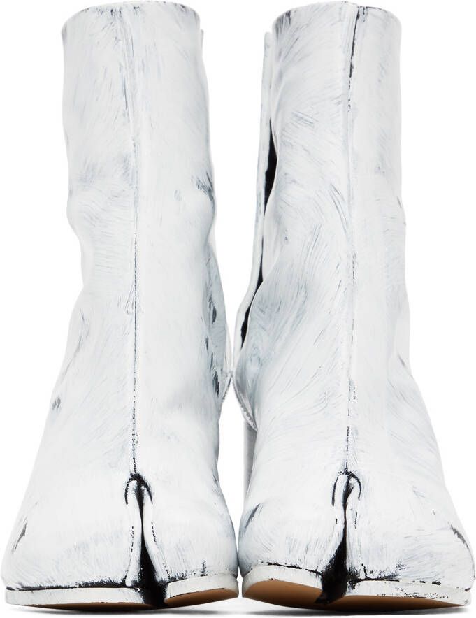 Maison Margiela Black & White Painted Tabi Heel Boots