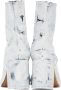 Maison Margiela Black & White Painted Tabi Heel Boots - Thumbnail 4