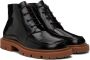 Maison Margiela Black Leather Lace-Up Boots - Thumbnail 4
