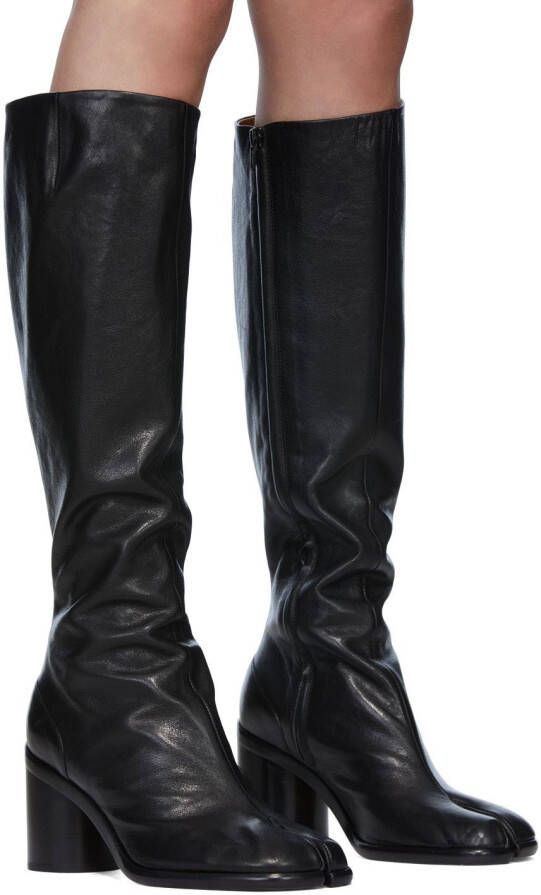 Maison Margiela Black Leather Tabi Tall Boots