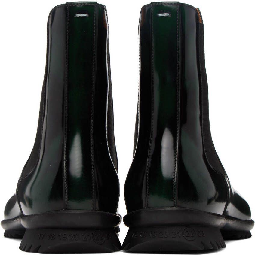 Maison Margiela Green Leather Chelsea Boots