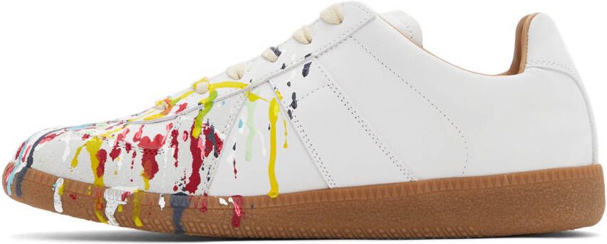 Maison Margiela Off-White & Multicolor Paint Drop Replica Sneakers