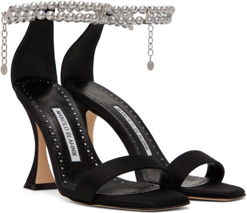 Manolo Blahnik Black Charona Heeled Sandals