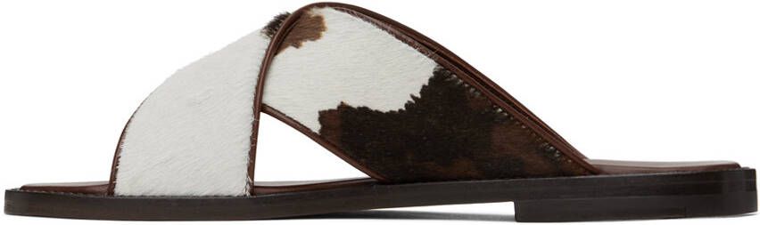 Manolo Blahnik Brown & White Otawi Sandals