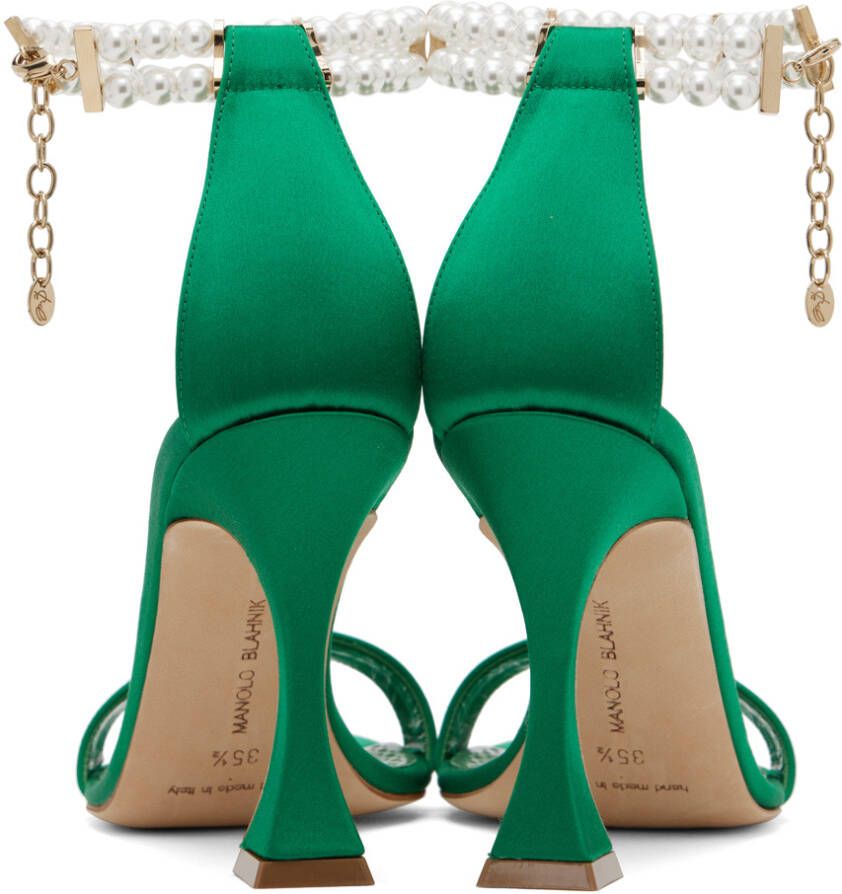 Manolo Blahnik Green Charona Heeled Sandals