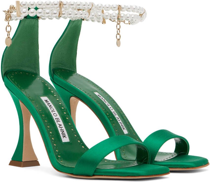 Manolo Blahnik Green Charona Heeled Sandals