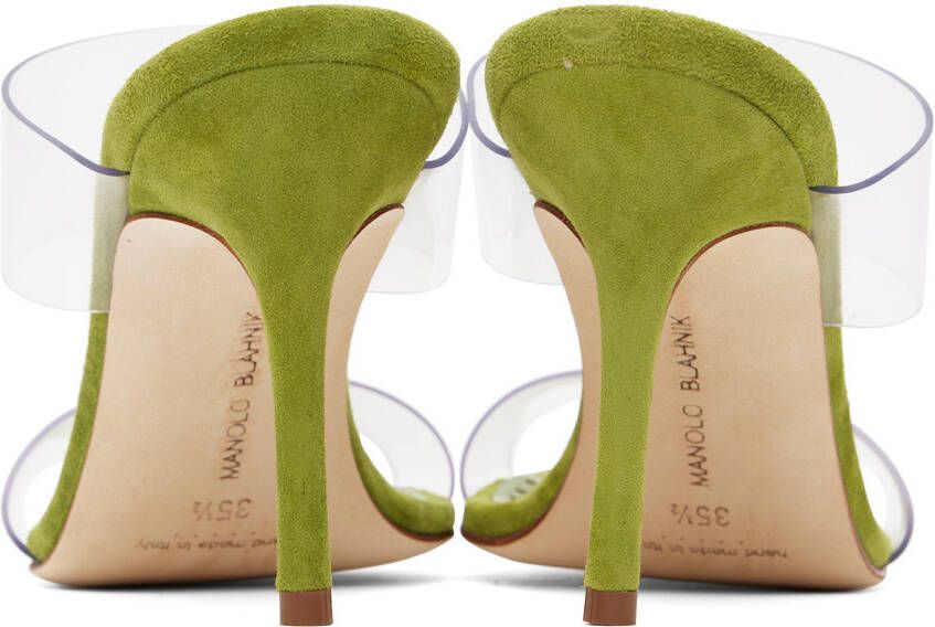 Manolo Blahnik Green Scolto Heeled Sandals