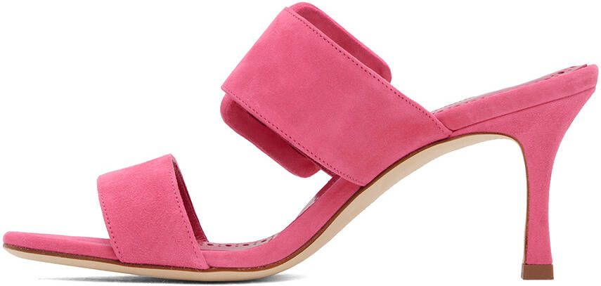 Manolo Blahnik Pink Gable Heeled Sandals