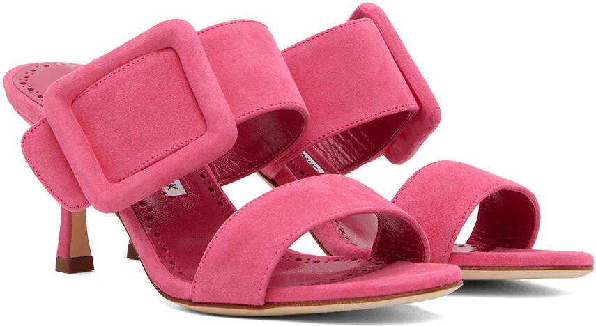 Manolo Blahnik Pink Gable Heeled Sandals