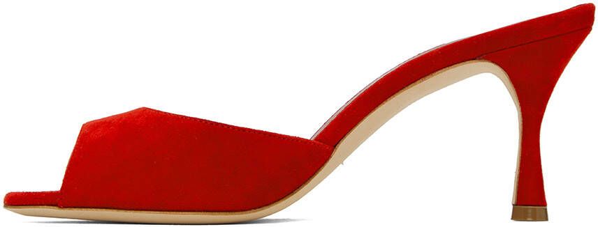 Manolo Blahnik Red Jada Mules