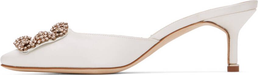 Manolo Blahnik White Hangisimu Mules