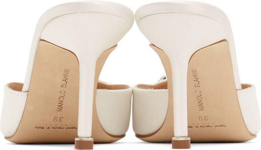 Manolo Blahnik White Hangisimu Mules