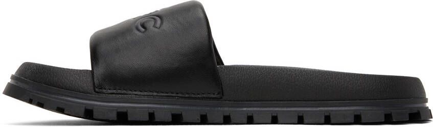 Marc Jacobs Black 'The Leather Slide' Sandals