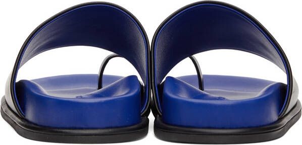 Marina Moscone Black & Blue Flat Toe Strap Sandals