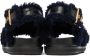 Marni Black & Navy Shearling Fussbett Sandals - Thumbnail 2