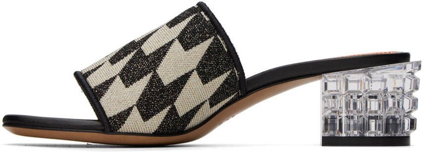 Marni Black & Off-White Jacquard Heeled Sandals