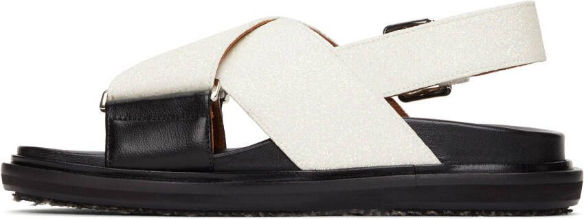 Marni Black & White Sparkly Fussbett Sandals