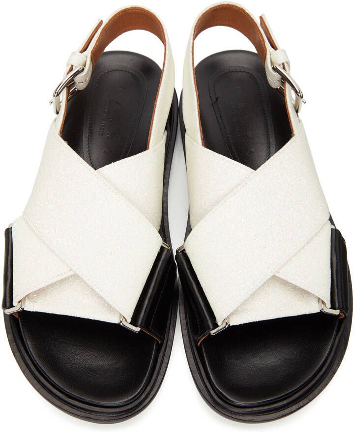 Marni Black & White Sparkly Fussbett Sandals