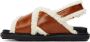 Marni Brown & Off-White Shearling Fussbett Sandals - Thumbnail 3
