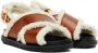 Marni Brown & Off-White Shearling Fussbett Sandals - Thumbnail 4