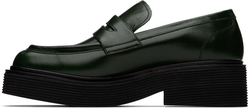 Marni Green Leather Moccasin Loafers