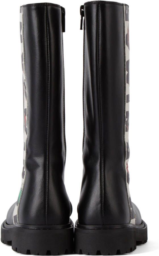 Marni Kids Black Logo Stripe Boots