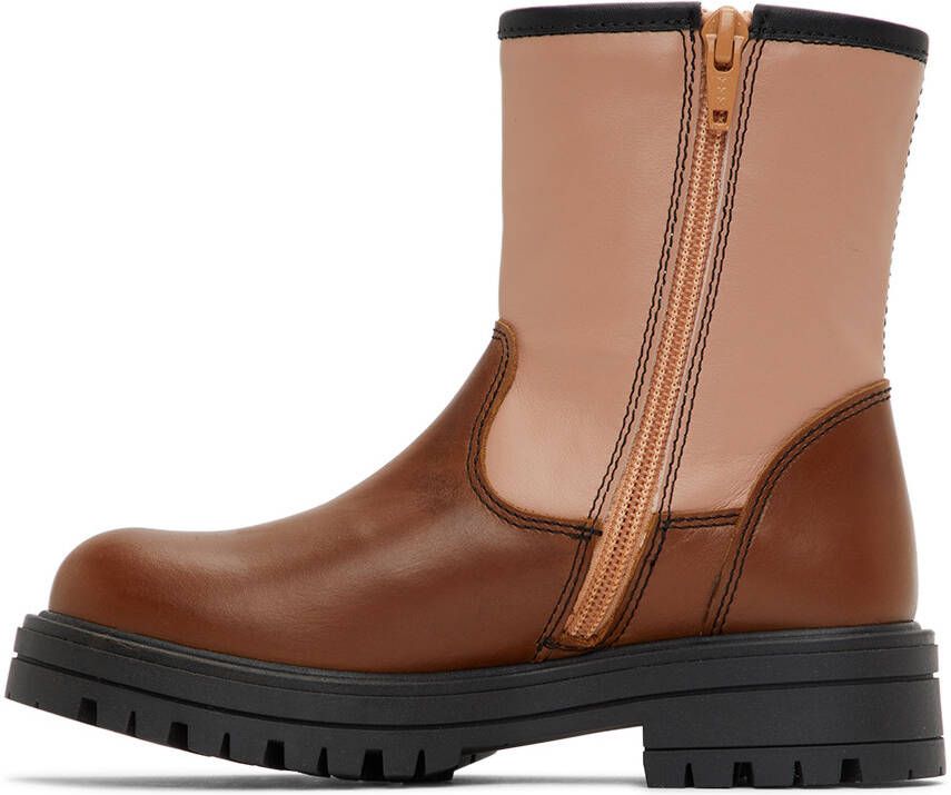 Marni Kids Brown & Pink Colorblock Boots