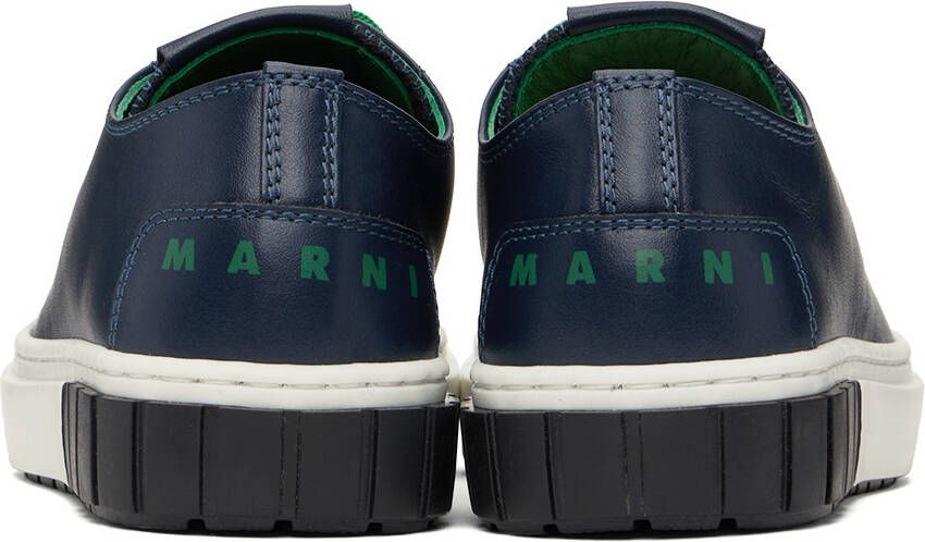 Marni Kids Navy Logo Lace Sneakers