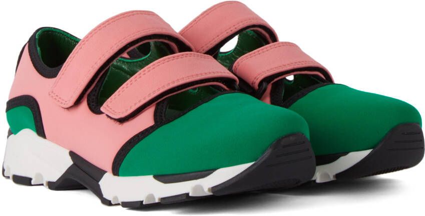 Marni Kids Pink & Green Velcro Scuba Sneakers