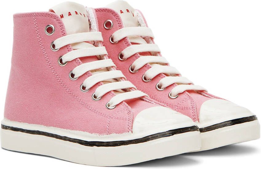 Marni Kids Pink Canvas High Sneakers
