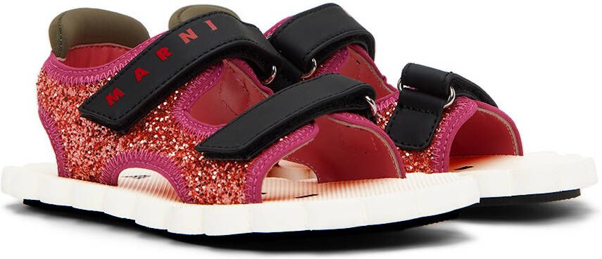 Marni Kids Pink Glitter Trekking Sandals