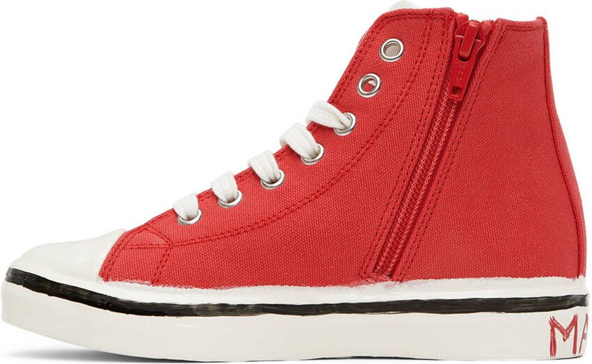 Marni Kids Red Canvas High Sneakers