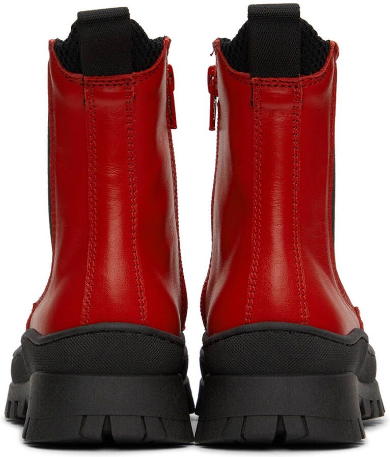 Marni Kids Red Leather Chelsea Boots