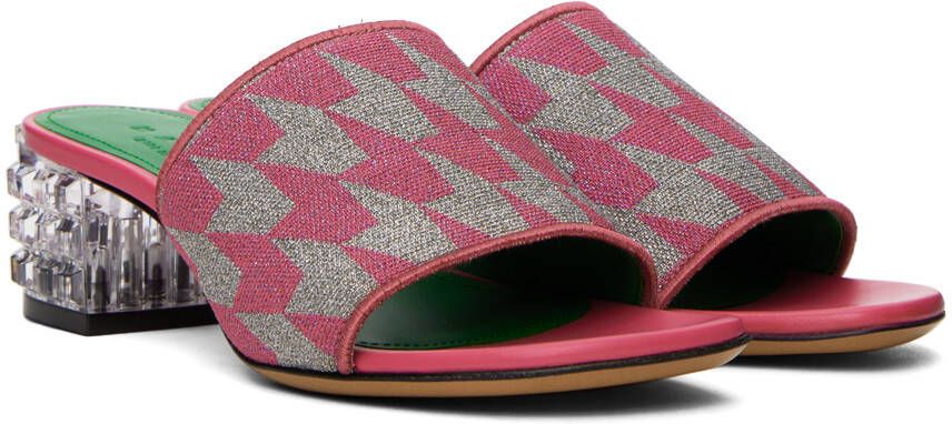 Marni Pink & Gray Jacquard Heeled Sandals