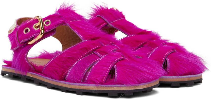 Marni Pink Hairy Fisherman Sandals