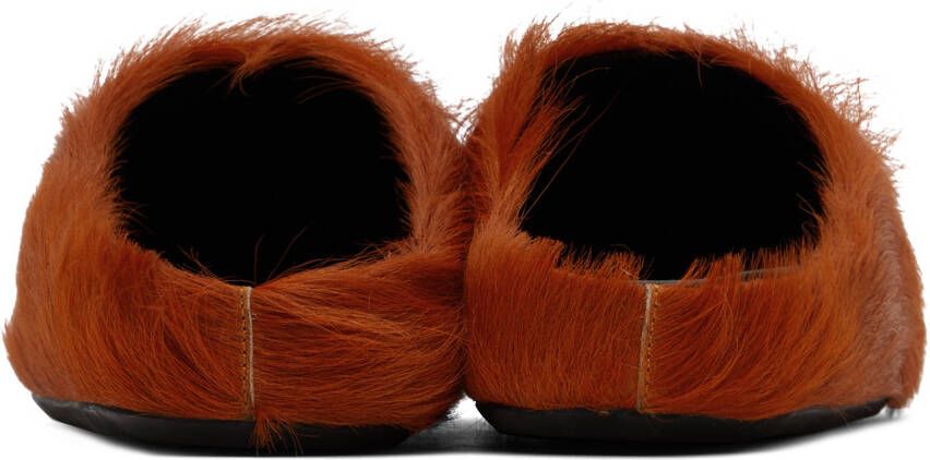 Marni Red Calf-Hair Fussbett Sabot Loafers
