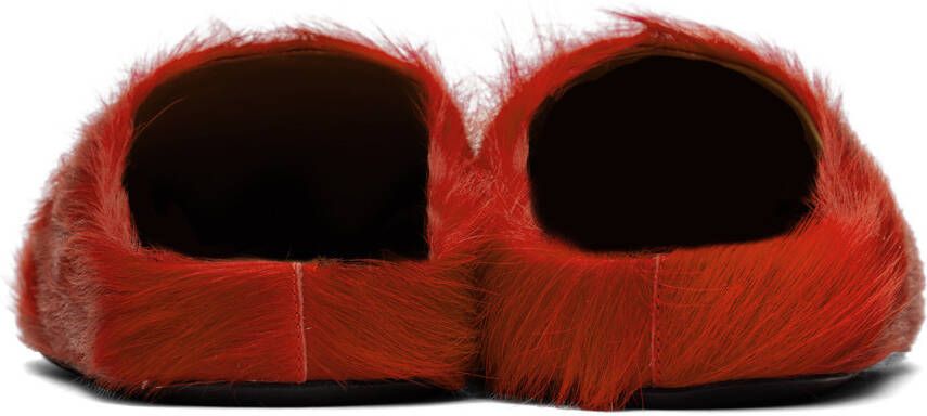 Marni Fussbet Sabot calf-hair slippers Red - Picture 5