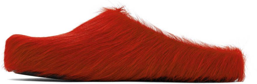 Marni Fussbet Sabot calf-hair slippers Red - Picture 6