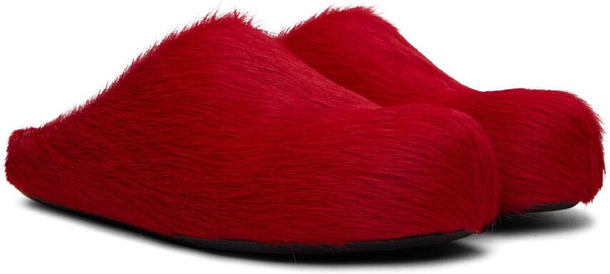 Marni Fussbet Sabot calf-hair slippers Red - Picture 5