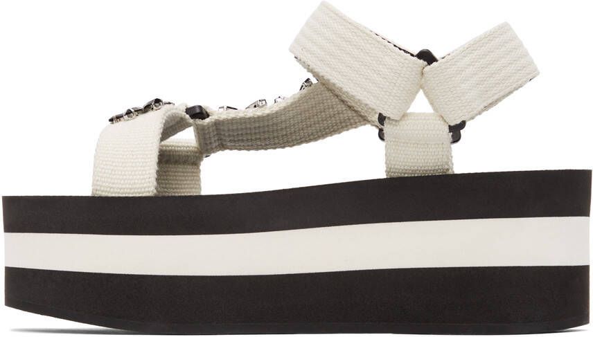 Marni White Embellished Platform Sandals
