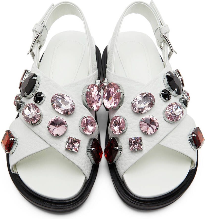 Marni White Glass Bead Fussbett Sandals