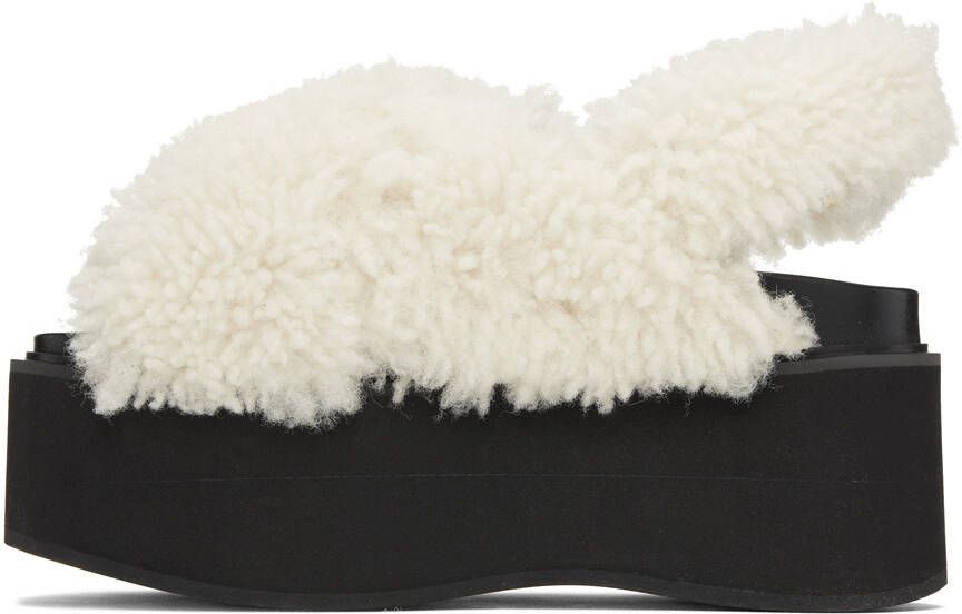 Marni White Shearling Fussbett Platform Sandals