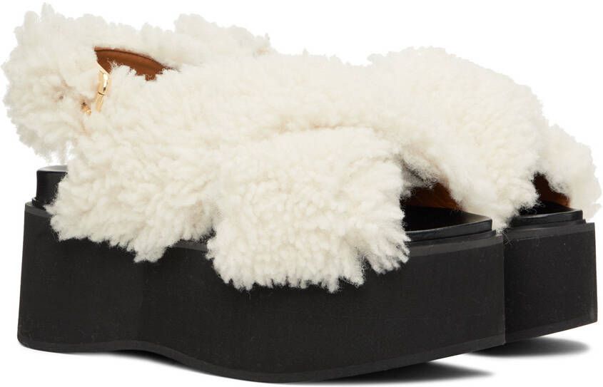 Marni White Shearling Fussbett Platform Sandals