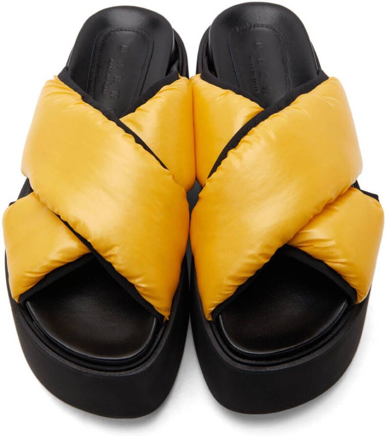 Marni Yellow Padded Nylon Platform Sandals
