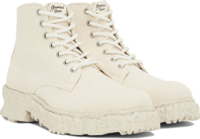 Miharayasuhiro White General Scale Past Lace-Up Boots