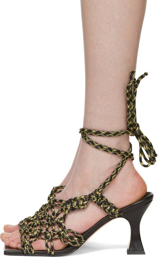 Miista Black & Yellow Knit Stephanie Heeled Sandals