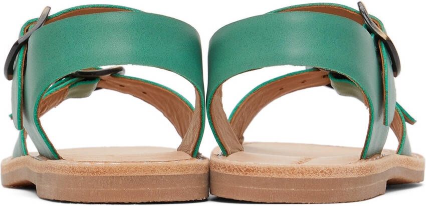 Misha & Puff Kids Green Double Buckle Sandals