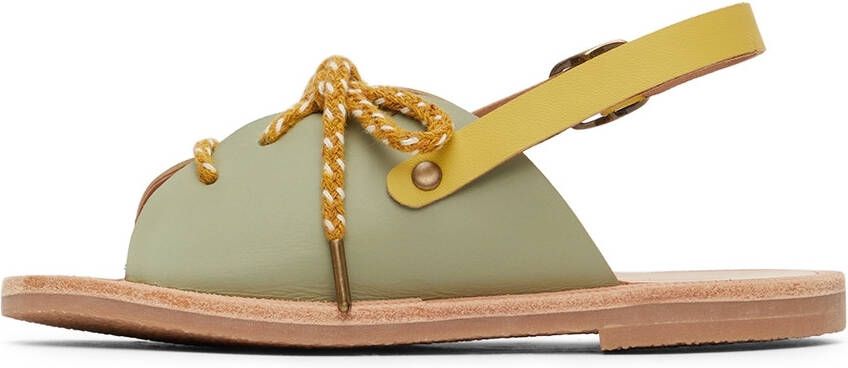 Misha & Puff Kids Yellow & Green Lace-Up Sandals