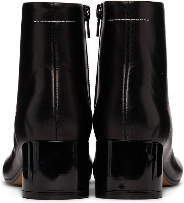 MM6 Maison Margiela Black Leather Ankle Boots