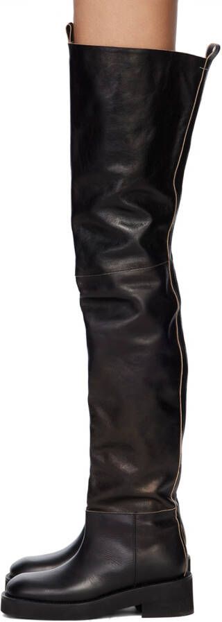 MM6 Maison Margiela Black Paneled Over-The-Knee Boots